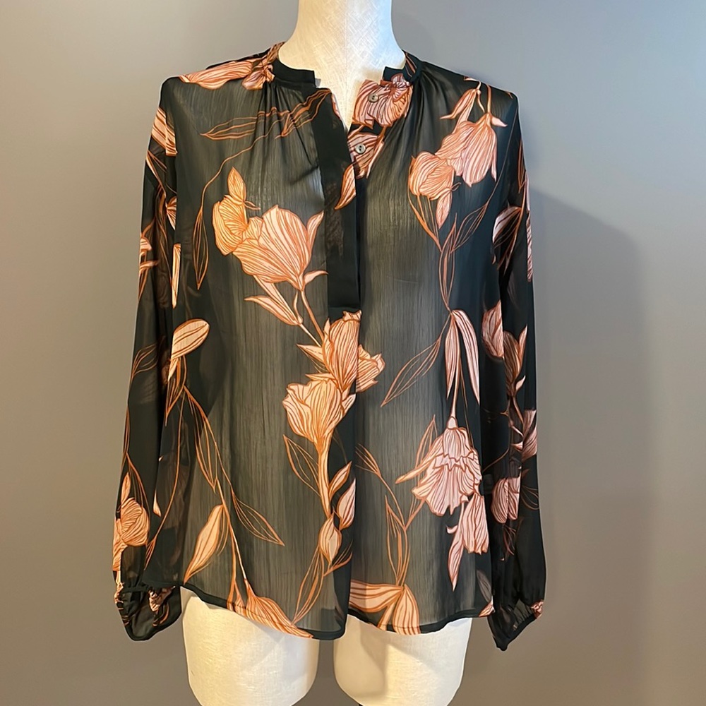 NWOT A New Day Sheer Floral Blouse. Small
